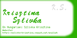 krisztina szlivka business card